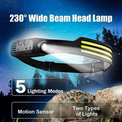 Waterproof COB Headlamp Night Buddy LED Sensor 230° Head Torch Headlight Lamp US