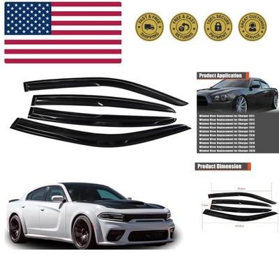 Window Visors Shade Sun Rain Guards Cover Wind Vent Deflector Acrylic Black R...