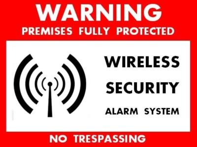 Wireless Security System Warning Stickers / 2 Pack + FREE Shipping