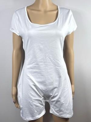 Womens White Bodycon Romper Streetwear Minimalist Size XL Summer
