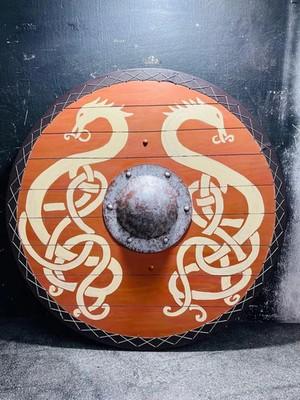Wooden Dragon Shield Medieval Viking Warrior Handmade LARP Cosplay Prop Decor
