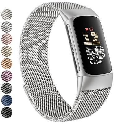 Wristband Stainless Steel Metal Mesh Loop Replacement Strap Fitbit Charge 6